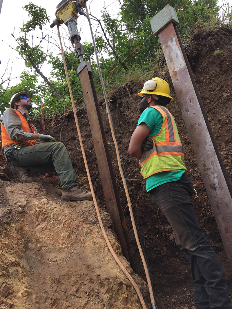 Kyle and Emilio survey the partially complete sutterwall.