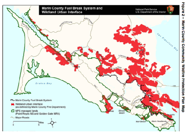 Marin County Community Wildfire Protection Map