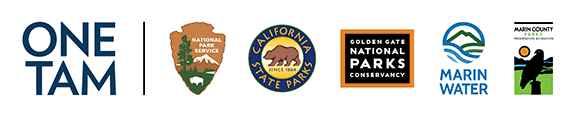One Tam Partner Logos: National Park Service, CA State Parks, Golden Gate National Parks Conservancy, Marin Water, and Marin County Parks